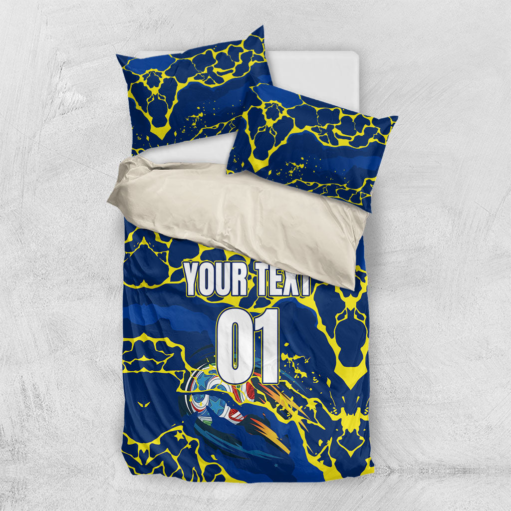 Personalized Curacao Football Bedding Set Caribbean Splash Paint Soccer Graphic