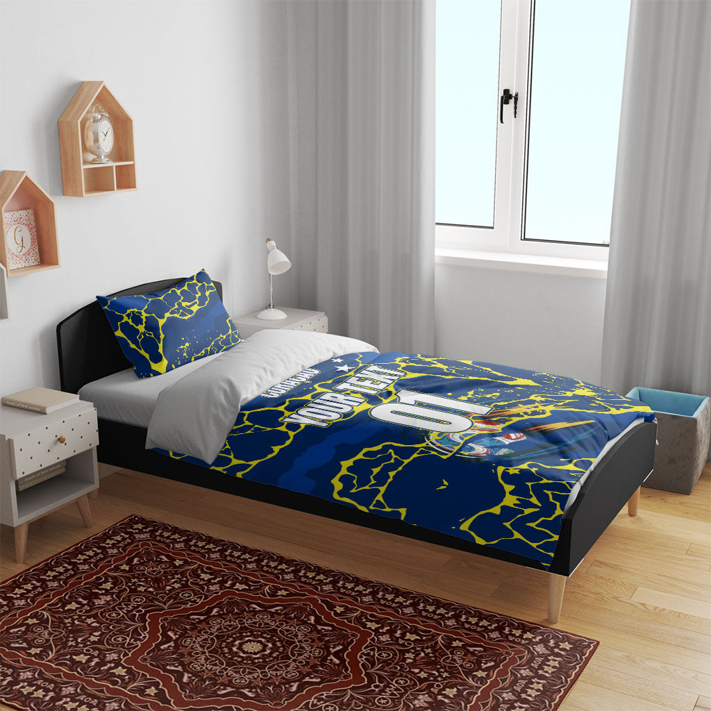 Personalized Curacao Football Bedding Set Caribbean Splash Paint Soccer Graphic