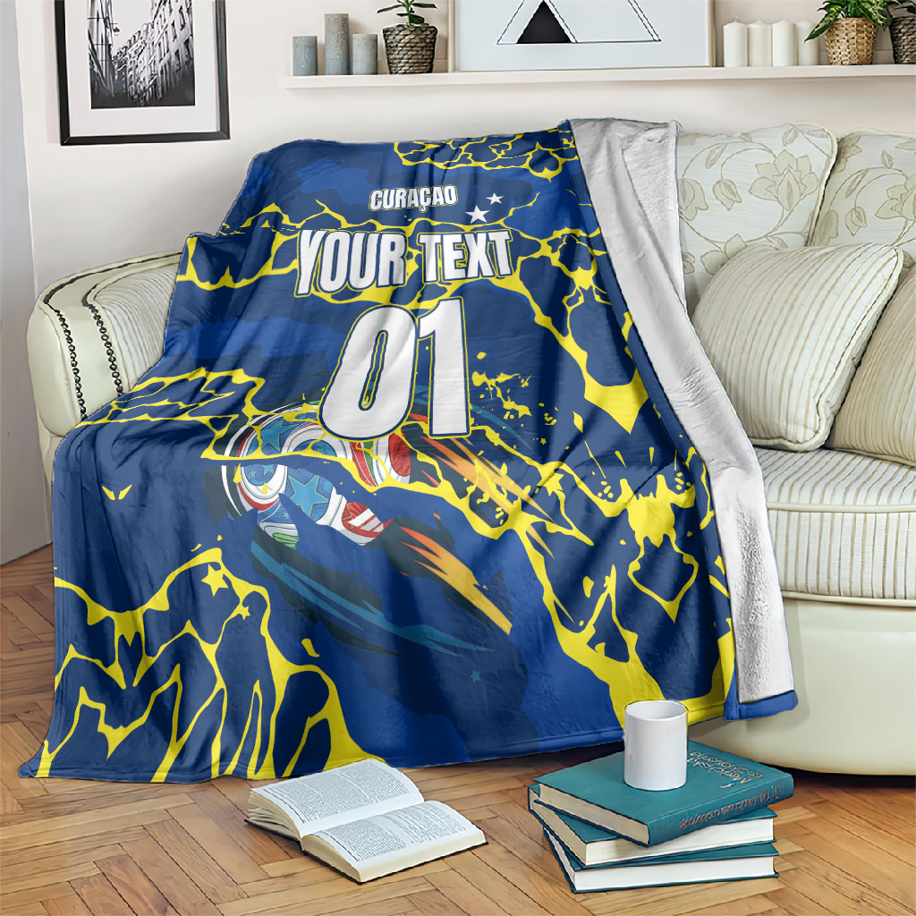 Personalized Curacao Football Blanket Caribbean Splash Paint Soccer Graphic
