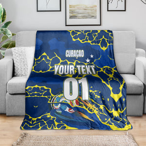 Personalized Curacao Football Blanket Caribbean Splash Paint Soccer Graphic