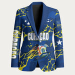 Personalized Curacao Football Blazer Caribbean Splash Paint Soccer Graphic