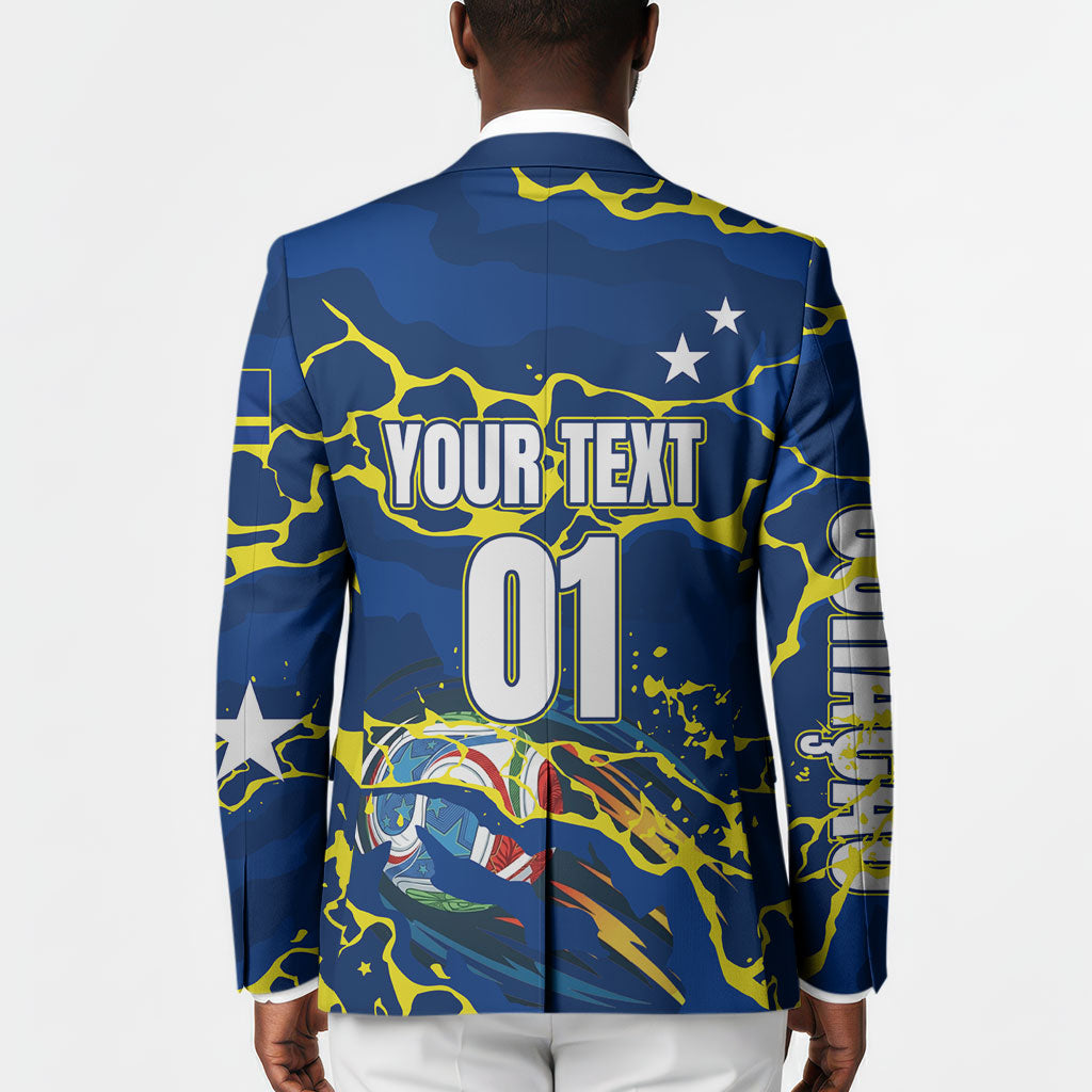 Personalized Curacao Football Blazer Caribbean Splash Paint Soccer Graphic