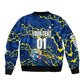 Personalized Curacao Football Bomber Jacket Caribbean Splash Paint Soccer Graphic