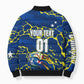 Personalized Curacao Football Bomber Puffer Jacket Caribbean Splash Paint Soccer Graphic