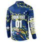 Personalized Curacao Football Button Sweatshirt Caribbean Splash Paint Soccer Graphic