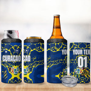 Personalized Curacao Football 4 in 1 Can Cooler Tumbler Caribbean Splash Paint Soccer Graphic