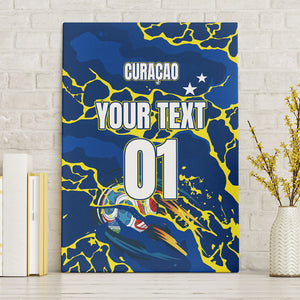 Personalized Curacao Football Canvas Wall Art Caribbean Splash Paint Soccer Graphic