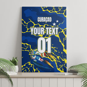 Personalized Curacao Football Canvas Wall Art Caribbean Splash Paint Soccer Graphic