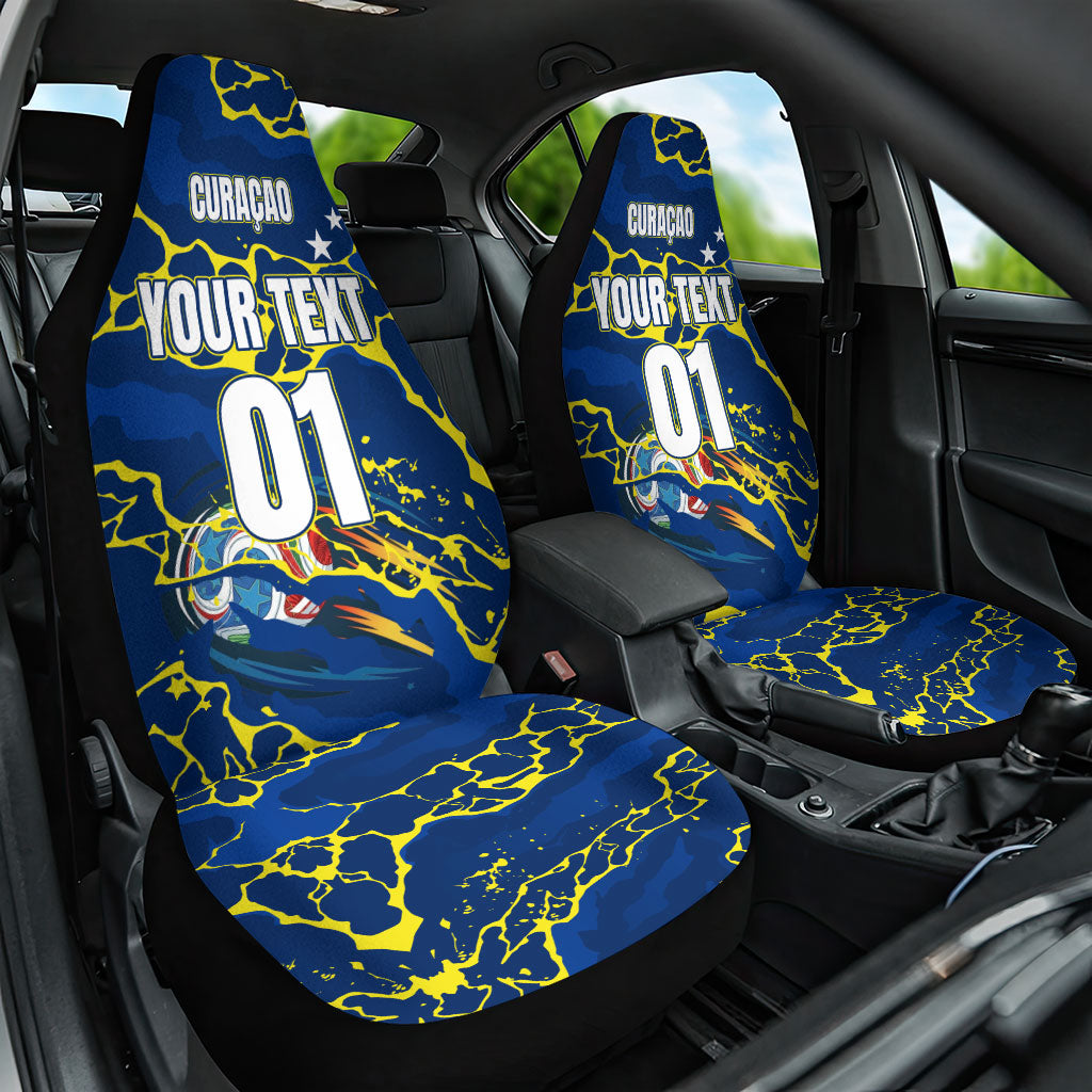 Personalized Curacao Football Car Seat Cover Caribbean Splash Paint Soccer Graphic