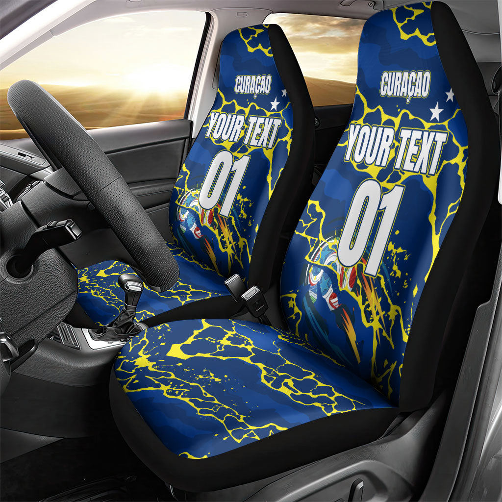Personalized Curacao Football Car Seat Cover Caribbean Splash Paint Soccer Graphic