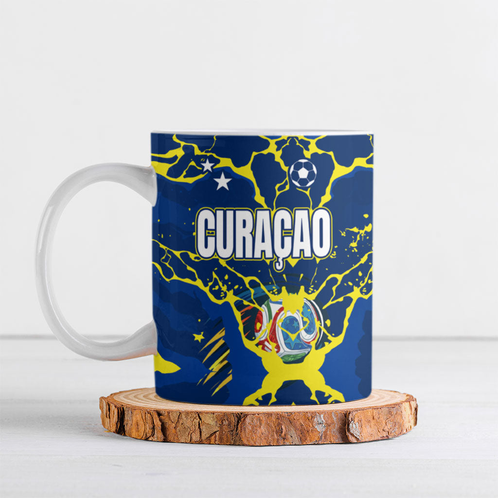 Personalized Curacao Football Ceramic Mug Caribbean Splash Paint Soccer Graphic