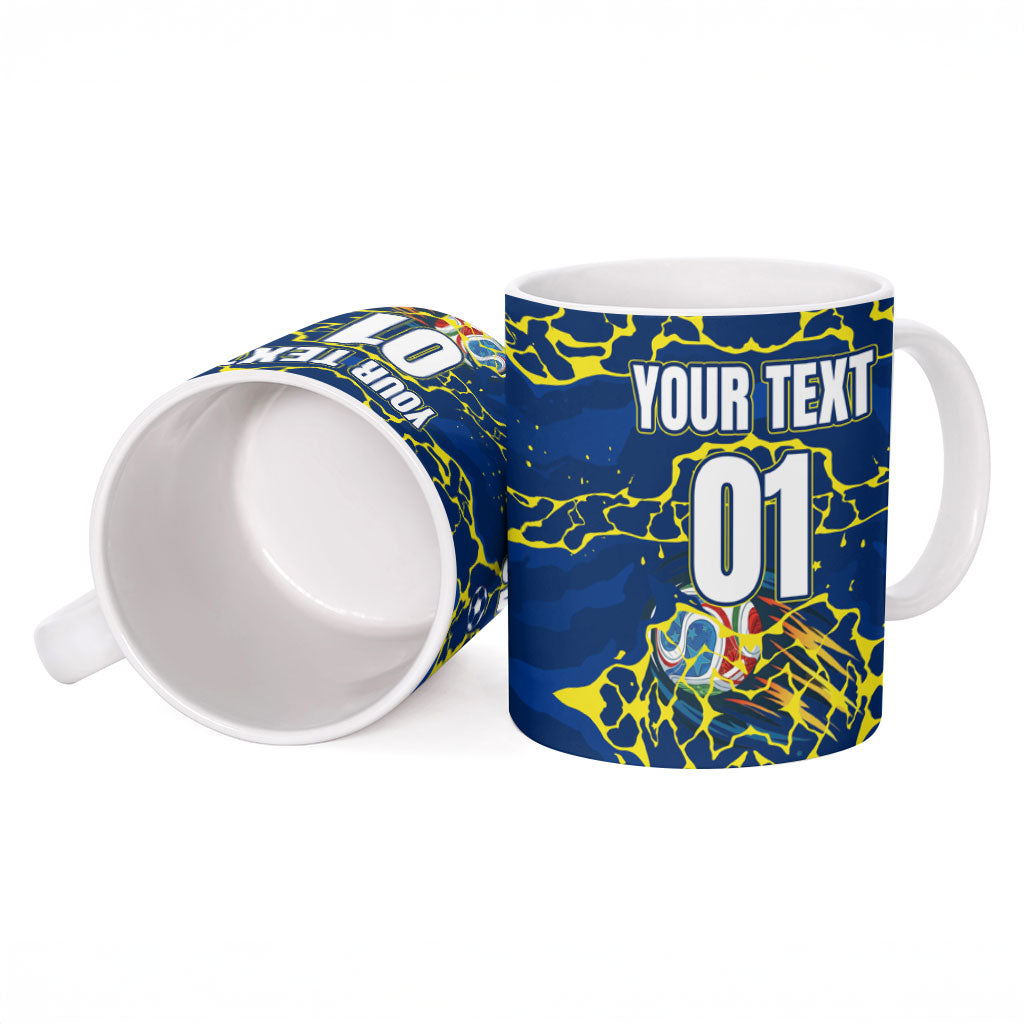 Personalized Curacao Football Ceramic Mug Caribbean Splash Paint Soccer Graphic