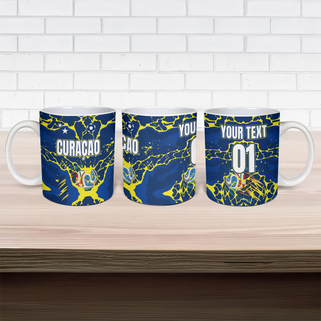 Personalized Curacao Football Ceramic Mug Caribbean Splash Paint Soccer Graphic