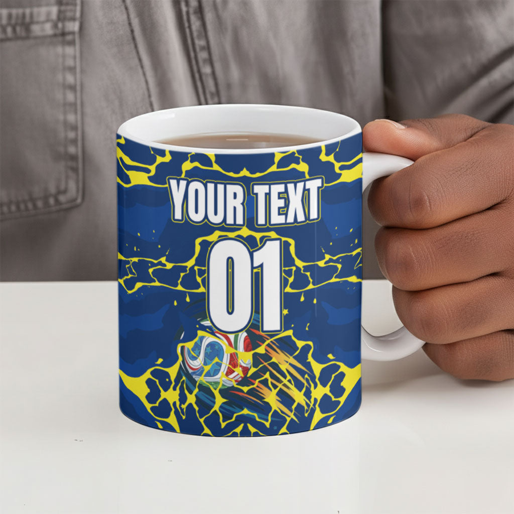 Personalized Curacao Football Ceramic Mug Caribbean Splash Paint Soccer Graphic