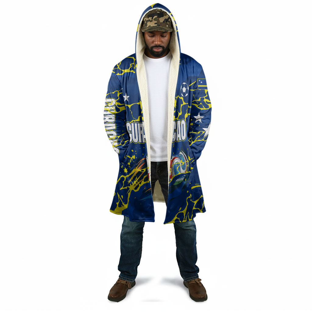 Personalized Curacao Football Cloak Caribbean Splash Paint Soccer Graphic