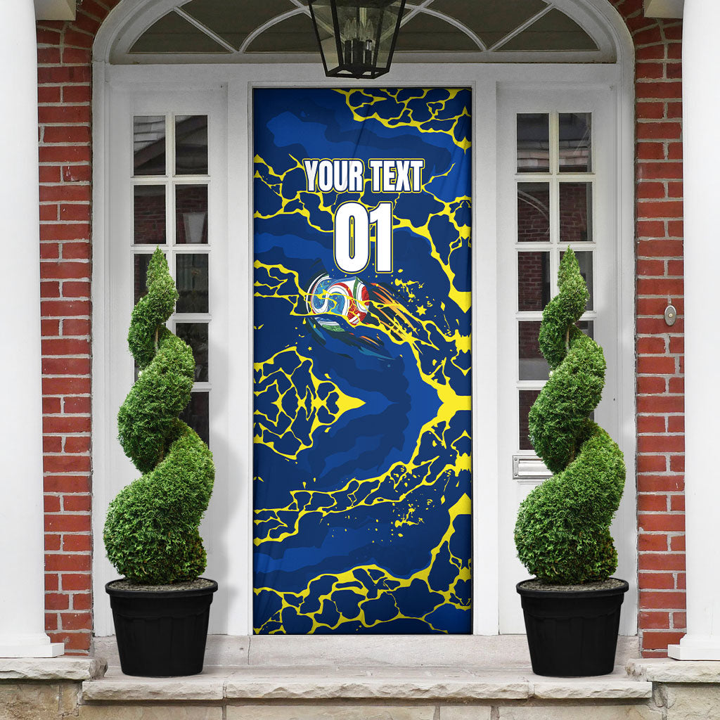 Personalized Curacao Football Door Cover Caribbean Splash Paint Soccer Graphic