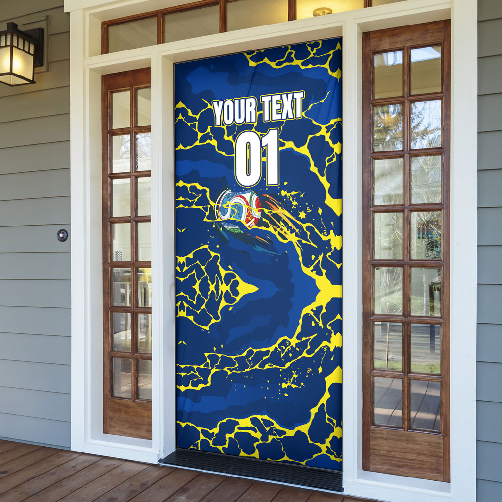 Personalized Curacao Football Door Cover Caribbean Splash Paint Soccer Graphic