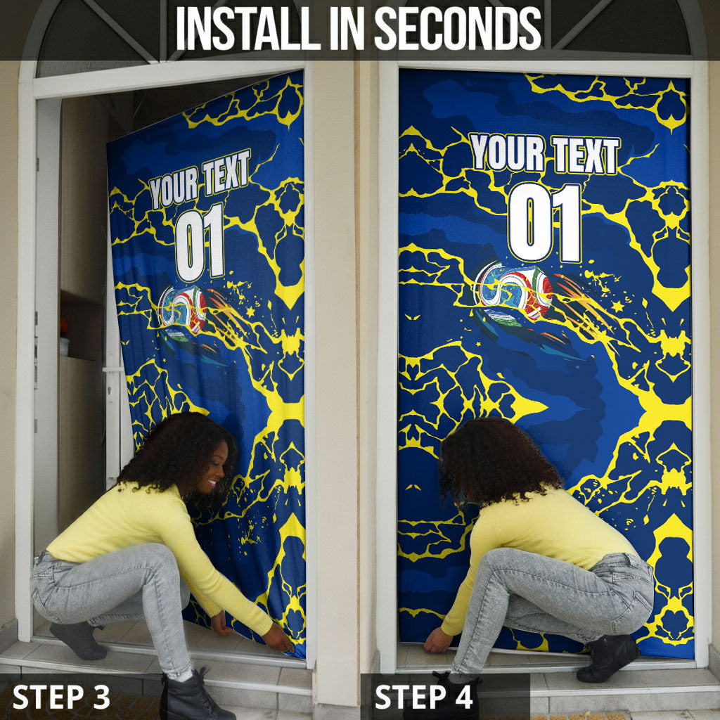 Personalized Curacao Football Door Cover Caribbean Splash Paint Soccer Graphic