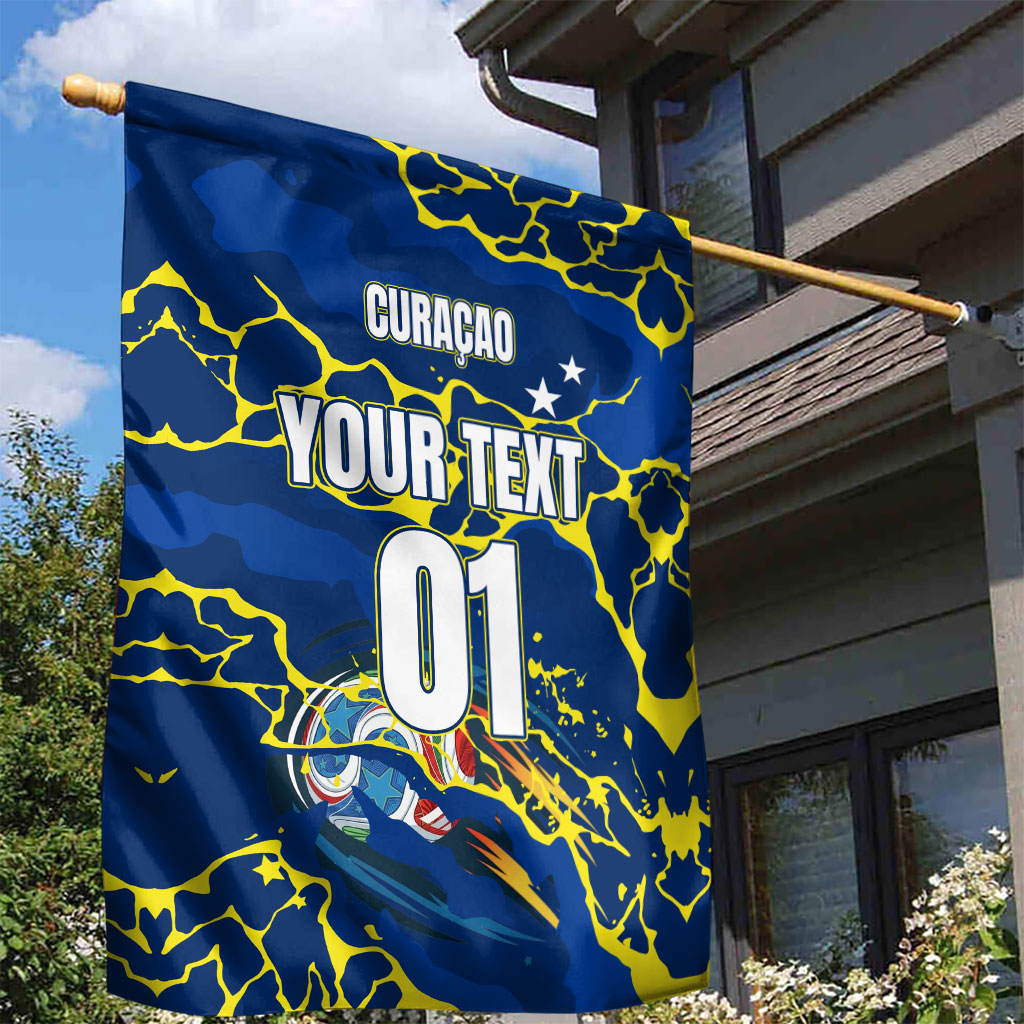 Personalized Curacao Football Garden Flag Caribbean Splash Paint Soccer Graphic