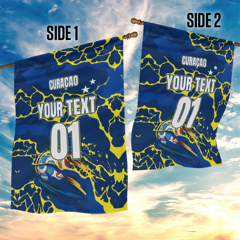Personalized Curacao Football Garden Flag Caribbean Splash Paint Soccer Graphic