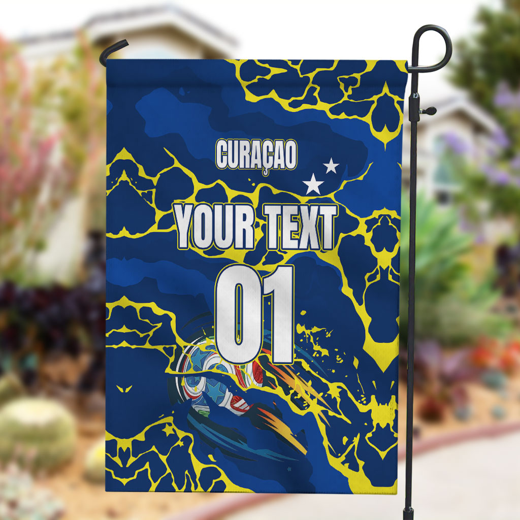 Personalized Curacao Football Garden Flag Caribbean Splash Paint Soccer Graphic