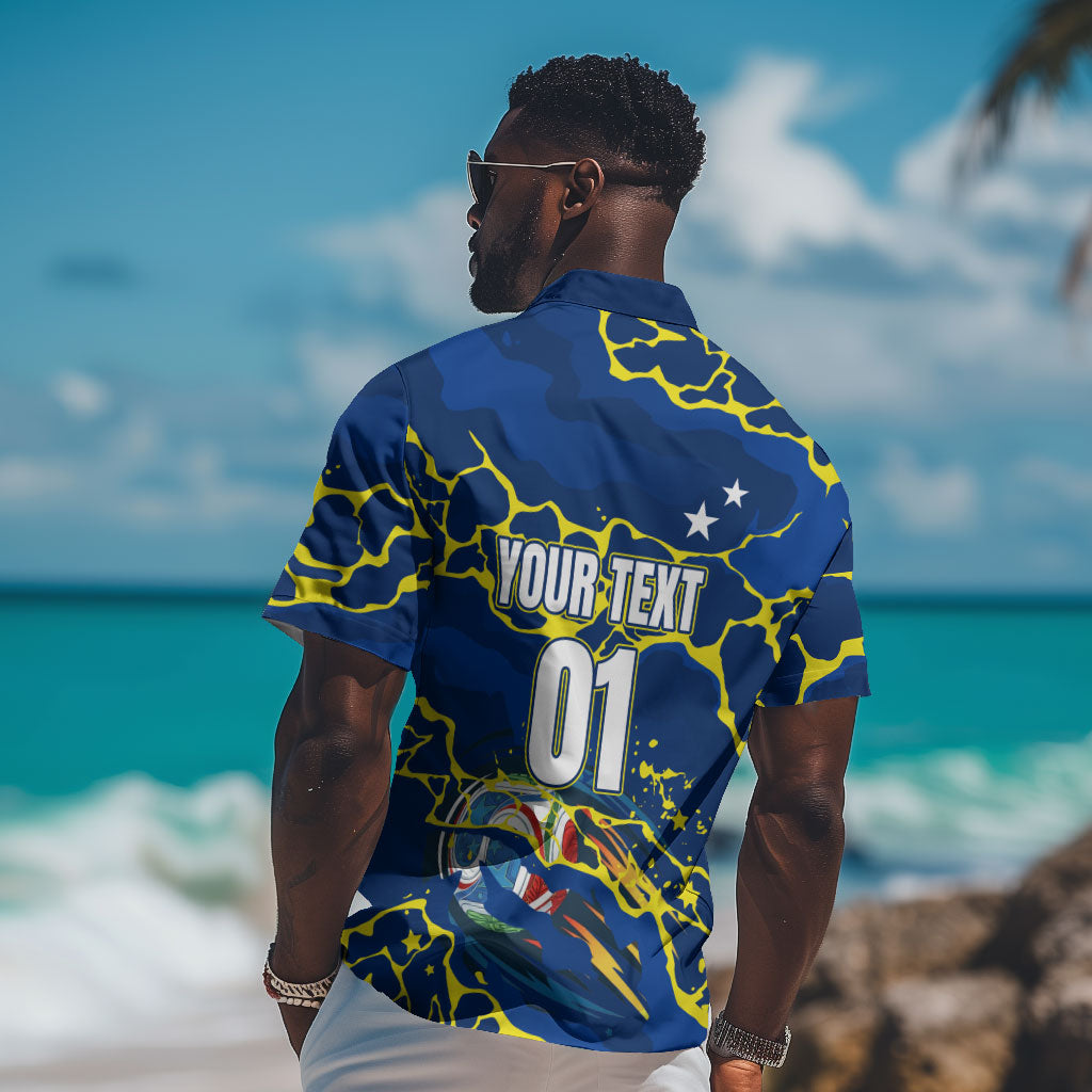 Personalized Curacao Football Hawaiian Shirt Caribbean Splash Paint Soccer Graphic