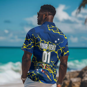 Personalized Curacao Football Hawaiian Shirt Caribbean Splash Paint Soccer Graphic