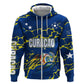 Personalized Curacao Football Hoodie Caribbean Splash Paint Soccer Graphic