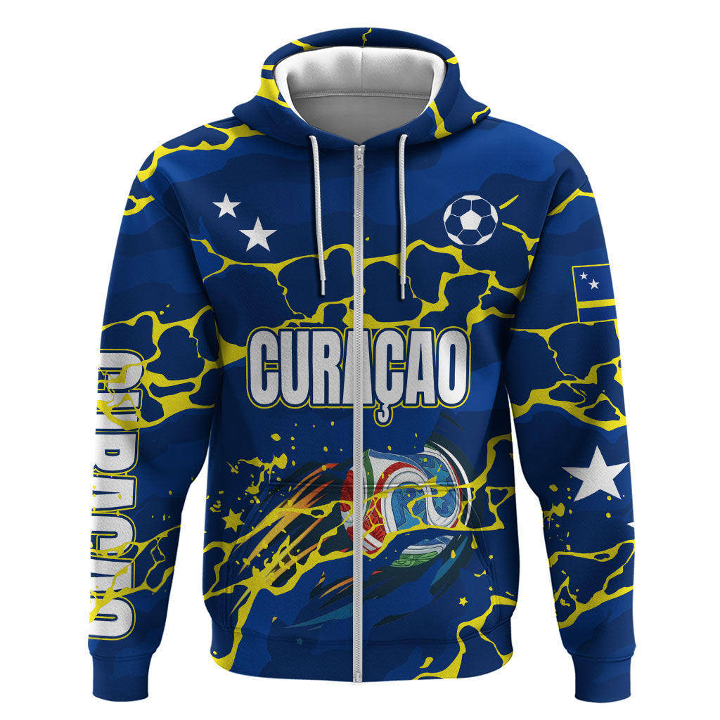 Personalized Curacao Football Hoodie Caribbean Splash Paint Soccer Graphic