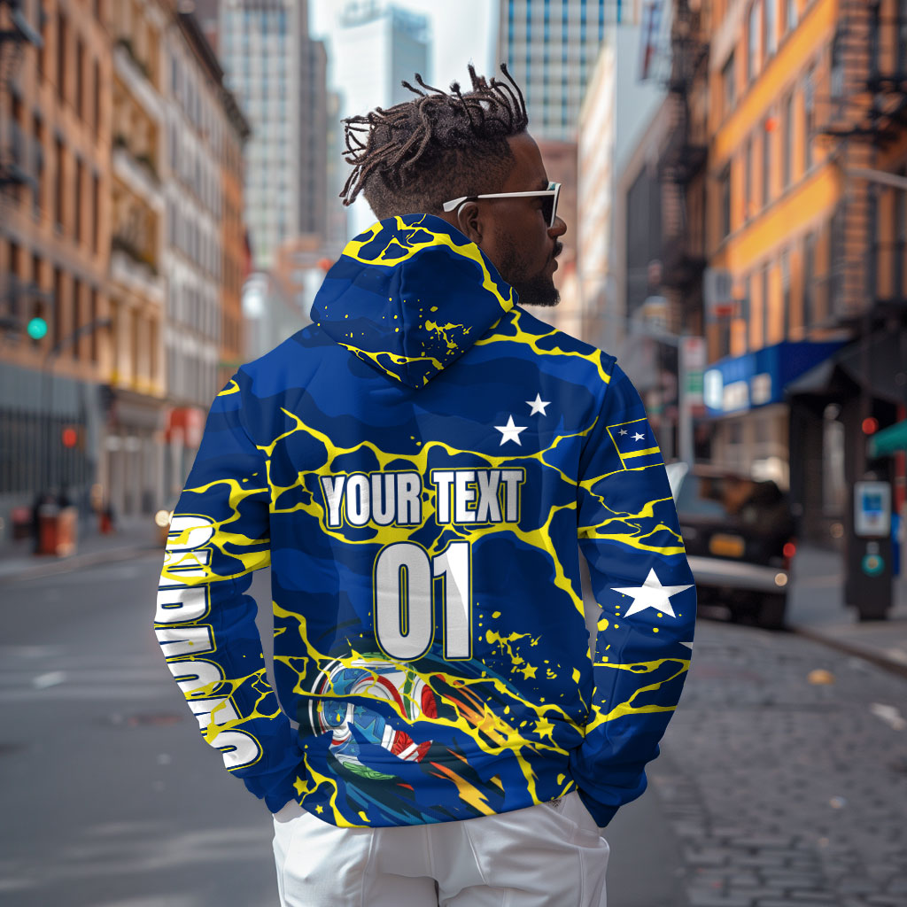 Personalized Curacao Football Hoodie Caribbean Splash Paint Soccer Graphic