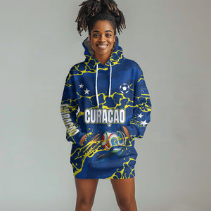 Personalized Curacao Football Hoodie Dress Caribbean Splash Paint Soccer Graphic