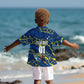 Personalized Curacao Football Kid Hawaiian Shirt Caribbean Splash Paint Soccer Graphic