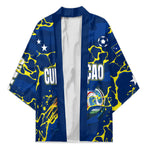 Personalized Curacao Football Kimono Caribbean Splash Paint Soccer Graphic
