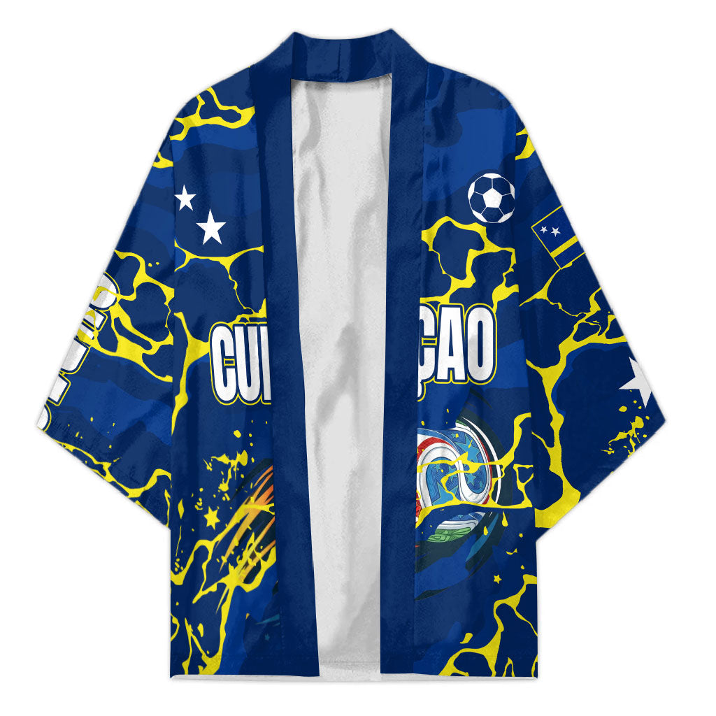 Personalized Curacao Football Kimono Caribbean Splash Paint Soccer Graphic
