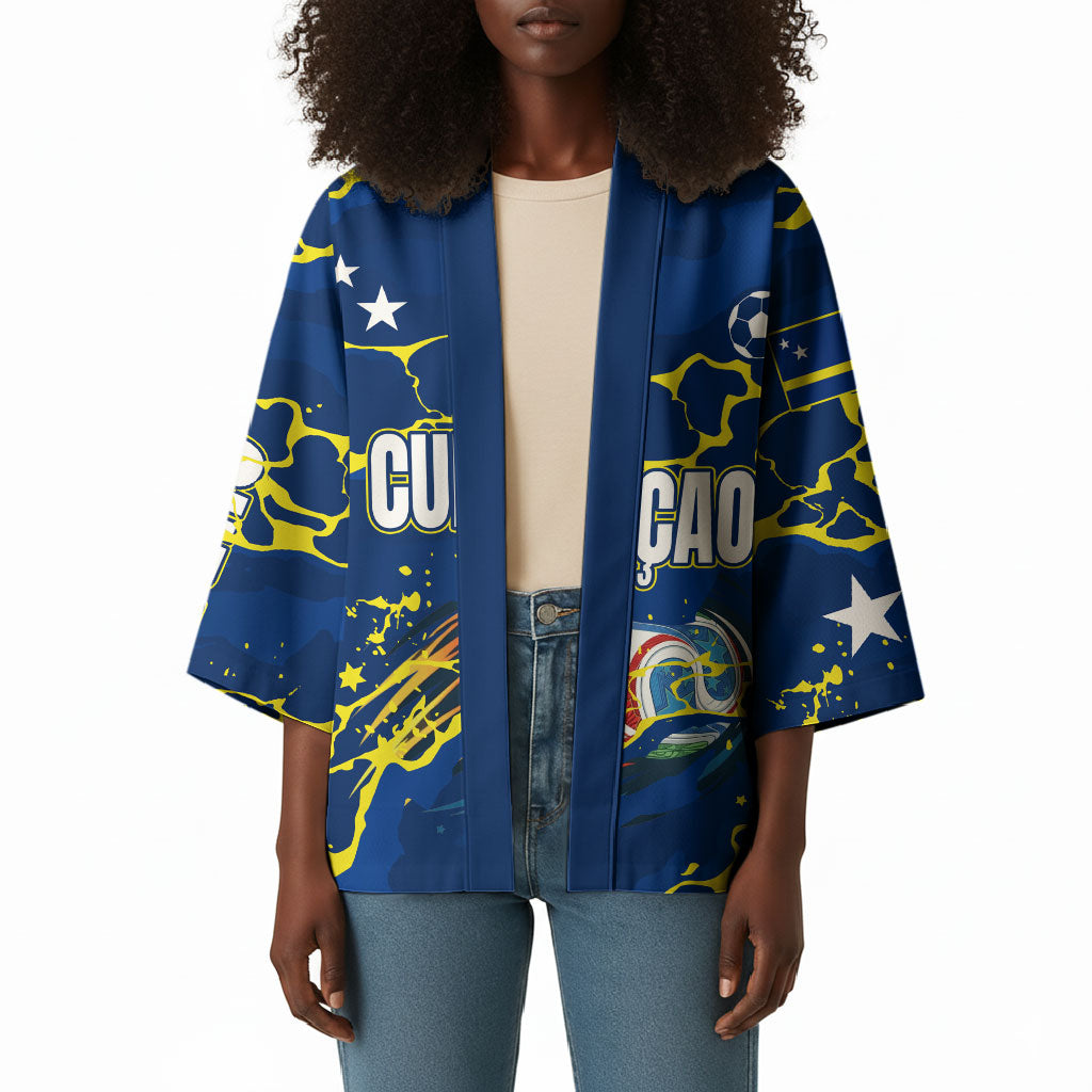Personalized Curacao Football Kimono Caribbean Splash Paint Soccer Graphic