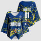 Personalized Curacao Football Kimono Sleeve Blouse Caribbean Splash Paint Soccer Graphic