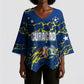 Personalized Curacao Football Kimono Sleeve Blouse Caribbean Splash Paint Soccer Graphic