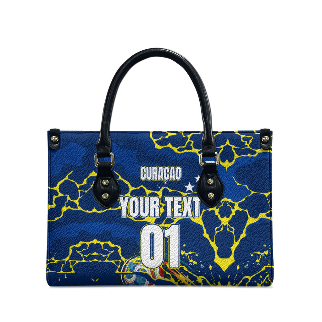 Personalized Curacao Football Leather Bag Caribbean Splash Paint Soccer Graphic