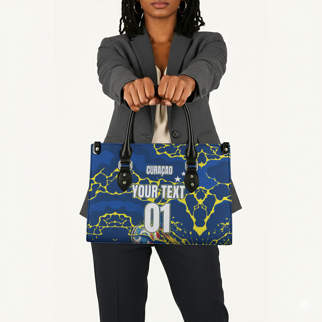 Personalized Curacao Football Leather Bag Caribbean Splash Paint Soccer Graphic