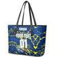 Personalized Curacao Football Leather Tote Bag Caribbean Splash Paint Soccer Graphic