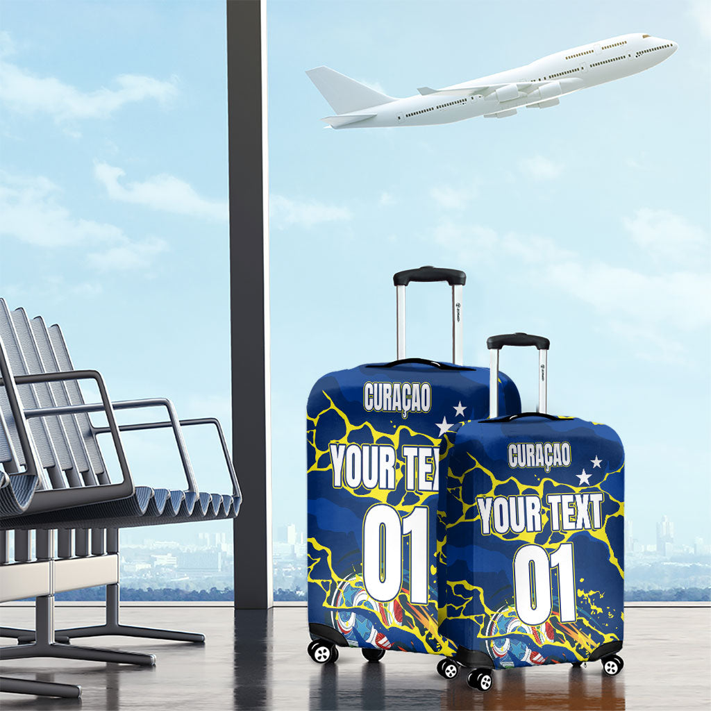 Personalized Curacao Football Luggage Cover Caribbean Splash Paint Soccer Graphic
