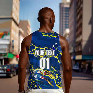 Personalized Curacao Football Men Tank Top Caribbean Splash Paint Soccer Graphic