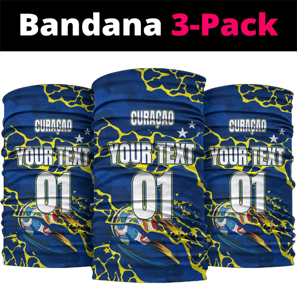 Personalized Curacao Football Neck Gaiter Caribbean Splash Paint Soccer Graphic