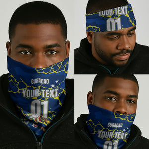 Personalized Curacao Football Neck Gaiter Caribbean Splash Paint Soccer Graphic