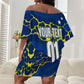 Personalized Curacao Football Off Shoulder Short Dress Caribbean Splash Paint Soccer Graphic