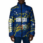 Personalized Curacao Football Padded Jacket Caribbean Splash Paint Soccer Graphic