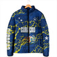 Personalized Curacao Football Padded Jacket Caribbean Splash Paint Soccer Graphic