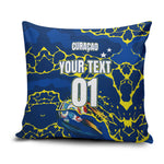 Personalized Curacao Football Pillow Cover Caribbean Splash Paint Soccer Graphic