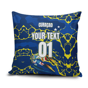 Personalized Curacao Football Pillow Cover Caribbean Splash Paint Soccer Graphic
