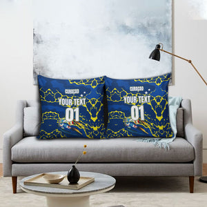 Personalized Curacao Football Pillow Cover Caribbean Splash Paint Soccer Graphic